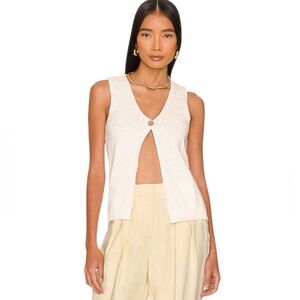 L’Academie New Ochola Vest Sweater Knit Single Button Cut Away Cream